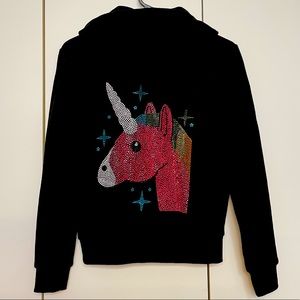 Butter Embellished Zip Hoodie - Black, Size L